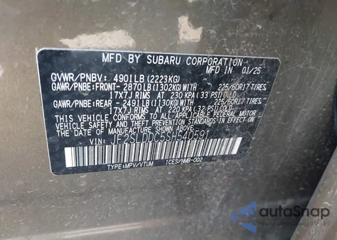 2025 Subaru Forester Premium from USA, damaged, VIN JF2SLDDC5SH540591